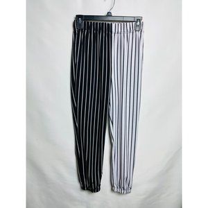 Shosho stripped women pants black/white size S  Elastic waist/bottom stretch
